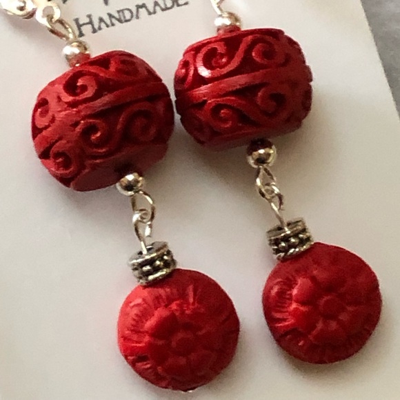 Cinnabar Spirals & Florals Earrings - Picture 7 of 8